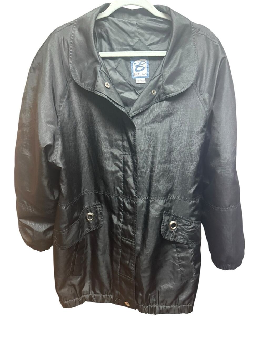 Vintage Braetan Black Nylon Utility Windbreaker Jacket Oversized Gorpcore Large
